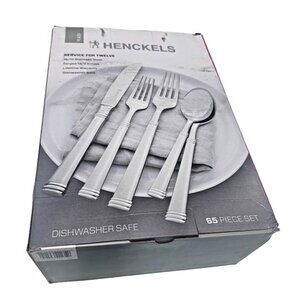 Henckels Plaza 65-Piece Dishwasher Safe Stainless Steel Flatware Set